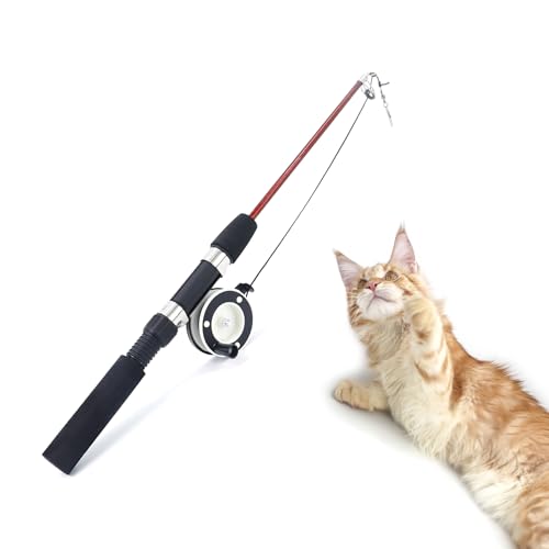 ZAYLUMO Interaktiver Katzenstab-Spielzeug für Indoor-Katzen, einziehbares Angelruten-Design, Kätzchen-Teaser-Zauberstab mit Rolle für Bewegung und Spielen – (keine Köder im Lieferumfang enthalten, nur ZAYLUMO Interaktiver Katzenstab-Spielzeug für Indoor-Katzen, einziehbares Angelruten-Design, Kätzchen-Teaser-Zauberstab mit Rolle für Bewegung und Spielen – (keine Köder im Lieferumfang enthalten, nur von ZAYLUMO