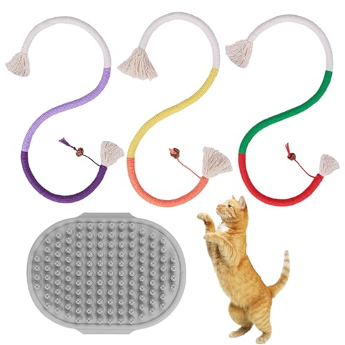 ZBHDEYG 3 Stück Katzengras-Molarenseil, 1 Stück Katzenhaarbürste, Katzenkauspielzeug, Indoor-Katzenspielzeugseil, Katzen-Zahnenspielzeugseil, Baumwollseil Katzenspielzeug ZBHDEYG 3 Stück Katzengras-Molarenseil, 1 Stück Katzenhaarbürste, Katzenkauspielzeug, Indoor-Katzenspielzeugseil, Katzen-Zahnenspielzeugseil, Baumwollseil Katzenspielzeug von ZBHDEYG