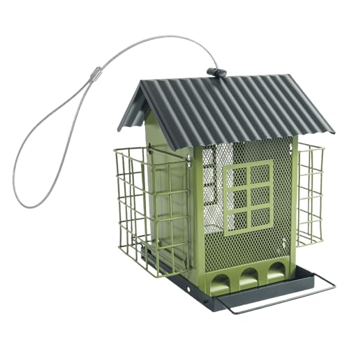 ZBIianxer Haltbarkeit Metall Outdoor Vogelfutterhäuschen Mit Wetterfestem Futterhäuschen Für Gartengarten Vogelbeobachtung Geräumiger Vogel Mit Tablett ZBIianxer Haltbarkeit Metall Outdoor Vogelfutterhäuschen Mit Wetterfestem Futterhäuschen Für Gartengarten Vogelbeobachtung Geräumiger Vogel Mit Tablett von ZBIianxer