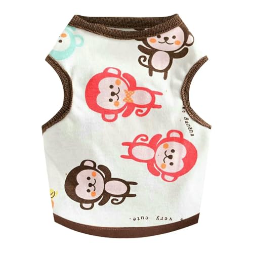 ZBJZUIMEI Hundekleidung Hundehemd Für Kleine Hunde Katzen Süße Cartoon-Print Welpe Katze T-Shirts Tanktops Weiche Atmungsaktiv-AFFE-m von ZBJZUIMEI