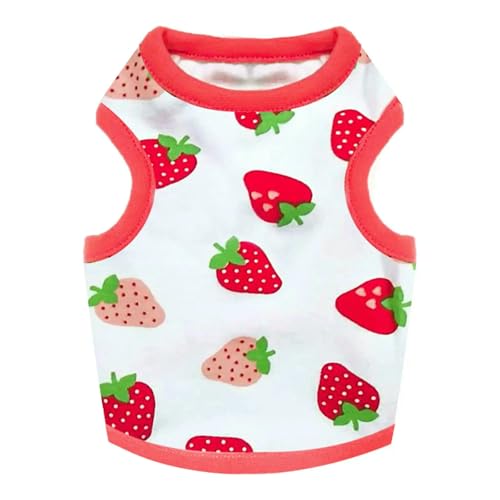 ZBJZUIMEI Hundekleidung Hundehemd Für Kleine Hunde Katzen Süße Cartoon-Print Welpe Katze T-Shirts Tanktops Weiche Atmungsaktiv-Erdbeere-xs von ZBJZUIMEI