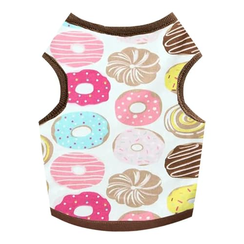 ZBJZUIMEI Hundekleidung Hundehemd Für Kleine Hunde Katzen Süße Cartoon-Print Welpe Katze T-Shirts Tanktops Weiche Atmungsaktiv-Krapfen-l von ZBJZUIMEI