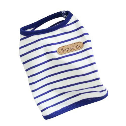 ZBJZUIMEI Hundekleidung Hundehemden Für Kleine Hunde Sommer Welpe Haustier Kleidung T-Shirts Weiche Baumwollweste Gestreift Atmungsfähige Ärmellose-blau-l von ZBJZUIMEI