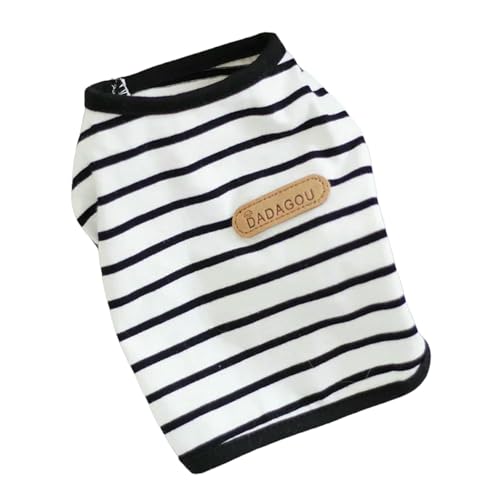 ZBJZUIMEI Hundekleidung Hundehemden Für Kleine Hunde Sommer Welpe Haustier Kleidung T-Shirts Weiche Baumwollweste Gestreift Atmungsfähige Ärmellose-schwarz-s von ZBJZUIMEI