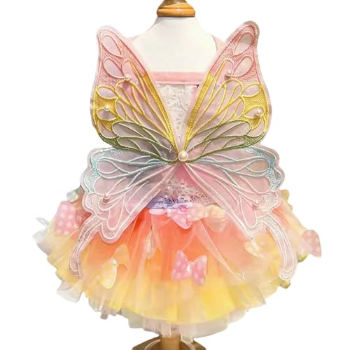 ZBJZUIMEI Hundekleidung Prinzessinkleider, Schmetterlingszeitkleid Mit Mehrschichtiger Tutu-Rock Für Kleine Mittlere Hund, XXL-rosa-XXL von ZBJZUIMEI