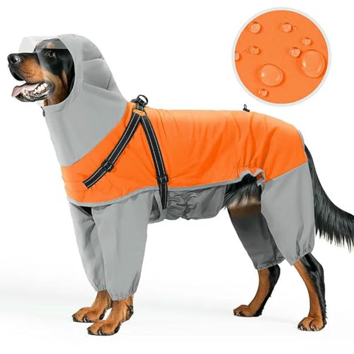 ZBJZUIMEI Poncho Regen Reflektierende wasserdichte Hunde Regenmantel Mit Kapuze Transparente Maske Vollbedeckung Haustier Regenmantel, Mittlere Große Hunde, Traktionsloch-orange-XXL ZBJZUIMEI Poncho Regen Reflektierende wasserdichte Hunde Regenmantel Mit Kapuze Transparente Maske Vollbedeckung Haustier Regenmantel, Mittlere Große Hunde, Traktionsloch-orange-XXL von ZBJZUIMEI