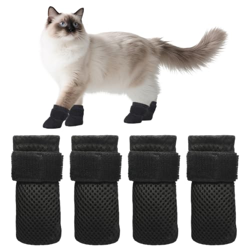 ZBKJYILF Pack 4 Verstellbare Netz Katze Schuhe, Katze, Kratzer Katze Handschuhe, Verstellbare Netz, für Haustiere Baden, NäGel Schneiden, Inspektion von ZBKJYILF