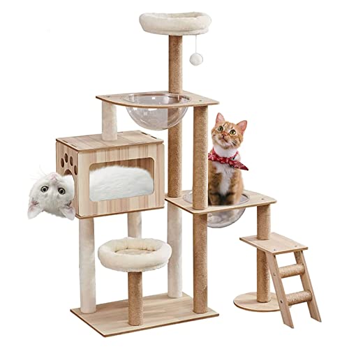 Kratzbaum Turm Kratzbäume， 56 Zoll Kratzbaum Multi-Level-Plattformen Sisal Kratzbäume Condo Waschbare Kissen Große Katzen von ZBORAVPIX