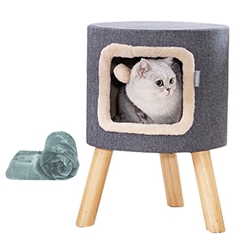ZCLNYVGJ Rundes Haustierhaus Mit Katzendecke, Graues Kätzchenbett – Inklusive Holzbeinen Und Hängendem Ball, Verwendung Als Ottomane/Fußstütze/Beistelltisch, Tragkraft 85 Kg ZCLNYVGJ Rundes Haustierhaus Mit Katzendecke, Graues Kätzchenbett – Inklusive Holzbeinen Und Hängendem Ball, Verwendung Als Ottomane/Fußstütze/Beistelltisch, Tragkraft 85 Kg von ZCLNYVGJ