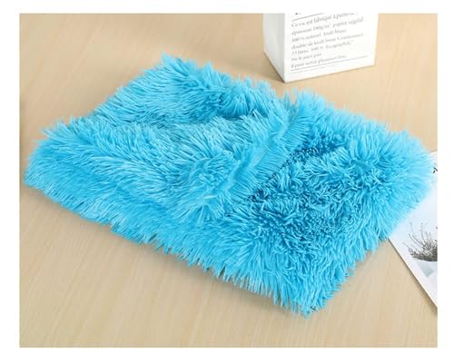 ZCXCsfp Langes Bett für Haustiere, Kätzchen, Matratze, Kunstfell, warm, Katzen- und Hundedecke, Hundehütte, Plüschdecke, rutschfest, flauschig, waschbar, Haustierbett, Kissen (Blau, 100 x 75 cm) von ZCXCsfp