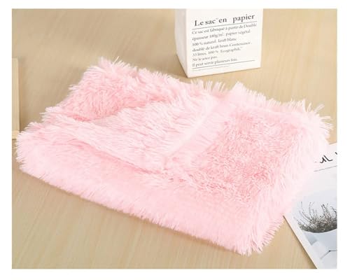 ZCXCsfp Langes Haustierbett, Kätzchen-Matratze, Kunstfell, warm, Katzen- und Hundedecke, Hundehütte, Plüschdecke, rutschfest, flauschig, waschbar, Haustierbett, Kissen (Hellrosa, 127 x 100 cm) von ZCXCsfp