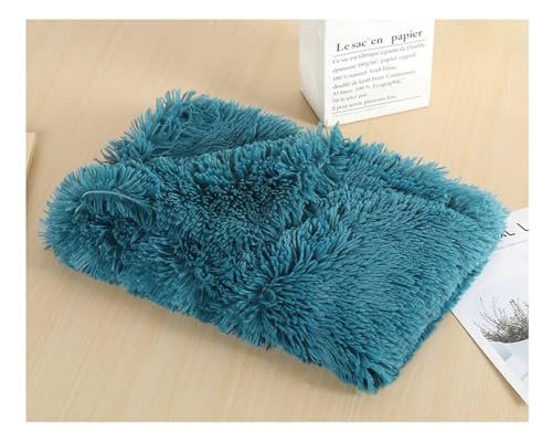 ZCXCsfp Langes Haustierbett, Kätzchen-Matratze, Kunstfell, warm, Katzen- und Hundedecke, Hundehütte, Plüschdecke, rutschfest, flauschig, waschbar, Haustierbett, Kissen (QingBlue, 127 x 100 cm) von ZCXCsfp
