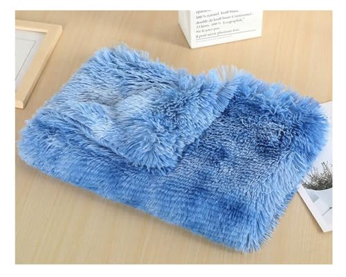 ZCXCsfp Langes Haustierbett, Kätzchen-Matratze, Kunstfell, warm, Katzen- und Hundedecke, Hundehütte, Plüschdecke, rutschfest, flauschig, waschbar, Haustierbett, Kissen (ZRBlue, 127 x 100 cm) von ZCXCsfp