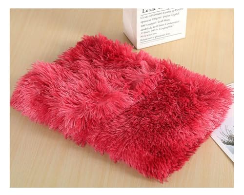 ZCXCsfp Langes Haustierbett, Kätzchen-Matratze, Kunstfell, warm, Katzen- und Hundedecke, Hundehütte, Plüschdecke, rutschfest, flauschig, waschbar, Haustierbett, Kissen (ZRRed, 127 x 100 cm) von ZCXCsfp