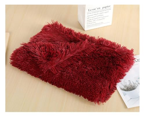 ZCXCsfp Langes Haustierbett, Kätzchen-Matratze, Kunstfell, warm, Katzen- und Hundedecke, Hundehütte, Plüschdecke, rutschfest, flauschig, waschbar, Haustierbett, Kissenauflage (Weinrot, 100 x 75 cm) von ZCXCsfp