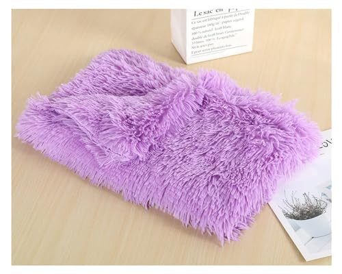 ZCXCsfp Langes Haustierbett, Kätzchen-Matratze, Kunstfell, warm, Katzen- und Hundedecke, Hundehütte, Plüschdecke, rutschfest, flauschig, waschbar, Haustierbett, Kissenauflage (lila, 127 x 100 cm) von ZCXCsfp