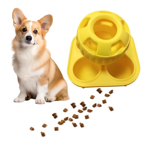 ZCXCsfp Leckball Hund, Hundespielzeug, langlebig, interaktives Leckerli-Ballspielzeug für Hunde, wiederverwendbarer Hundefutterspender, um Ihren Welpen abzulenken (Gelb) von ZCXCsfp