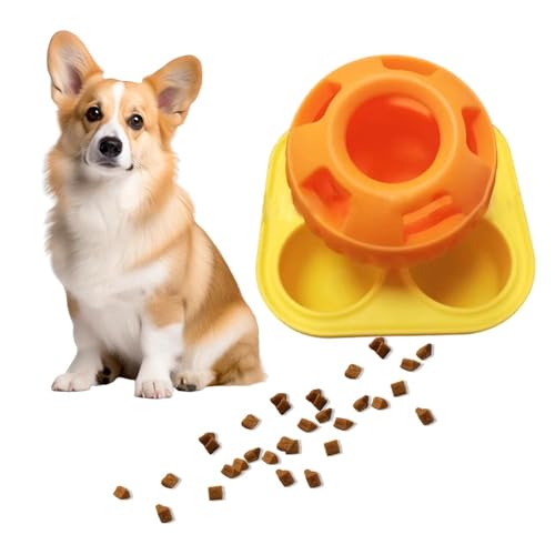 ZCXCsfp Leckball Hund, Hundespielzeug, langlebig, interaktives Leckerli-Ballspielzeug für Hunde, wiederverwendbarer Hundefutterspender, um Ihren Welpen abzulenken (Orange) von ZCXCsfp