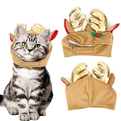 Pet Hat for Dogs & Cats | Cute Cartoon Elk Design Sunshade/Cold Protection/Decoration | Breathable Mesh Lining, Adjustable Strap, Polyester Material (4) von ZCZDHNA