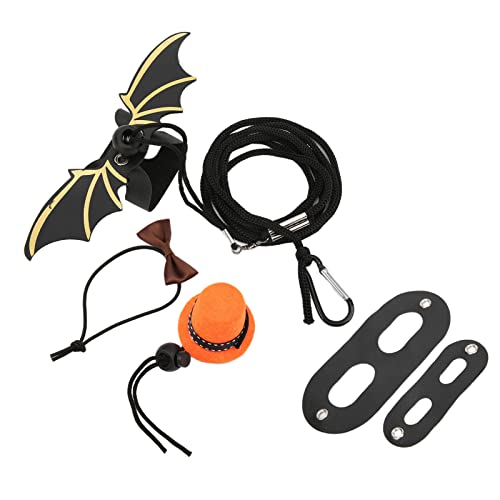 ZDETGU Echsenkabelbaum Set mit Hut und Bowtie für Kleine Haustiere mit Einem Flügeldesign, um Ihr Reptil zu Leuchten (Orangenhut + Kaffee Fliegen Krawatte) von ZDETGU
