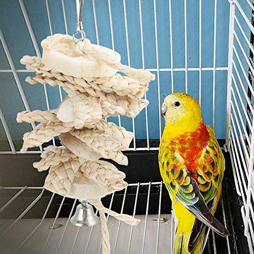 ZDETGU Natürlicher Vogelkauenspielzeug mit Maisschale und Loofah für Lovebirds Hängen Bissresistente Nagende Aktivität von ZDETGU