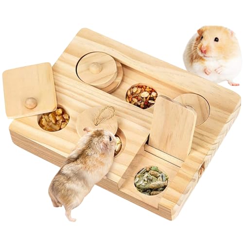 ZDNT Hamster Spielzeug,Meerschweinchen Spielzeug,Hamster Spielzeug aus Holz,6 In 1 Holzspielzeug Zur Futtersuche,Hamster Holzspielzeug für Hamster,Meerschweinchen,Chinchillas,Kaninchen von ZDNT