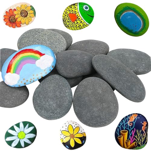 12 Stück Flache Kieselsteine Zum Bemalen,4-11 cm Flache Steine Zum Bemalen,Glatte Kieselsteine,Flache Glatte Steine Zum Bemalen,Flache Kieselsteine Zum Ostereier,Kleine Flache Glatte Kieselsteine von ZDQC
