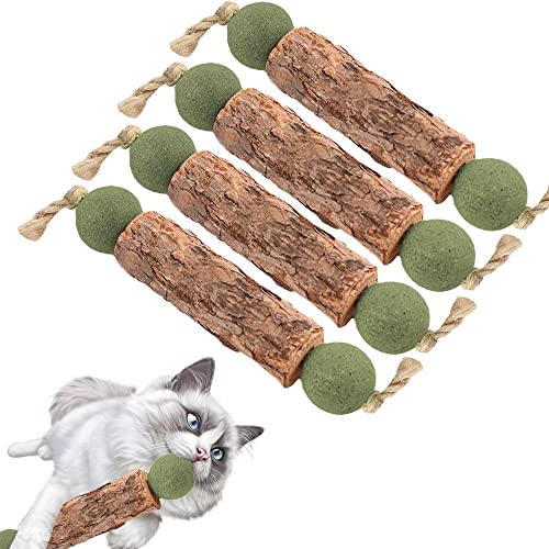 ZDQC 4 Stück Katzenminze Sticks, Matatabi Katzensticks,Katzensticks zur Zahnreinigung,Kausticks für Katzen,Katzenminze Sticks für Katzen,Katzenminze bälle,Cat Chewing Toy von ZDQC