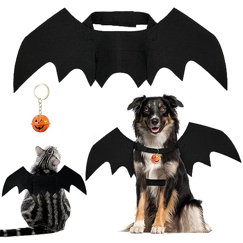 Haustier Fledermausflügel,Haustier Fledermaus Kostüm,Katze Fledermaus Kostüm,Fledermausflügel Hund,Halloween Haustier Kostüm Fledermaus,Halloween Haustier Wings mit Pumpkin Bell (S) von ZDQC