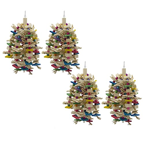 ZDdo 4 x Papageien-Kauspielzeug – Vogel-Papageienblöcke, Knoten, reißendes Spielzeug, Vogelbeißspielzeug für afrikanische Aras, Kakadus von ZDdo