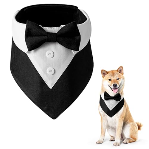 1 Stück Hundebowtie-Halstuch, Hund Formales Hochzeitstuch, Haustierparty-Smoking-Schleife, Verstellbares Atmungsaktives Hundetuch, Haustier Geburtstagskostüm, für Kleine Mittelgroße Hunde (Schwarz) von ZEACCT