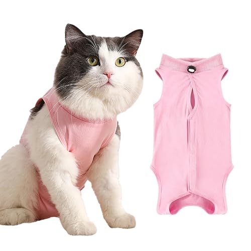 1 Stück Katzenchirurgie Erholungsanzug, E Halsband Alternative für Katzen, Katzenbody Nach Op Mit Anti-Licking, Anti Lecken Pyjama Anzug für Bauchwunden oder Hautkrankheiten(Größe L,Rosa) von ZEACCT