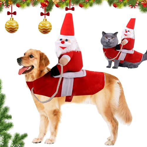 Hund Weihnachtsmann Kostüm, Katze Hund Weihnachtskostüm, Weihnachtsmann Hundemantel, Haustier Christmas Kleidung, mit Mütze Weihnachtsmann, für Katze Hund Weihnachten Party Geburtstag (M) von ZEACCT