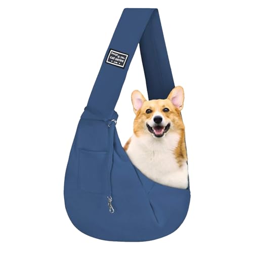 Hundetragetasche Blau, Kleine Haustier Tragetasche Verstellbarer Schultergurt, Reversibel, Transporttasche, Schultertasche, Sling Bag, Umgekehrter Gebrauch Hundetasche für Kleine Hunde, Katze. von ZEACCT