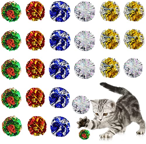 ZEACCT Knisterbälle für Katzen, 25 PCS 6 cm Katzenspielzeug Bälle Bunte Katze Spielzeug Bälle, Kätzchen Spielzeug interaktives für Pet Kitten Katzen Knister Ball（Zufällige Farbe） von ZEACCT