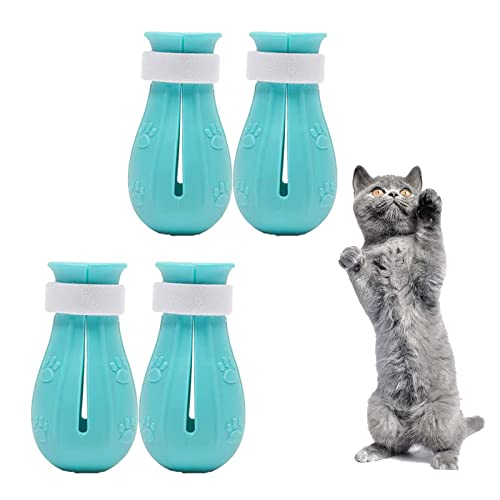 ZEACCT Silikon Katzenschuhe,4 Stücke Kratzfeste Katzenschuhe, Katze Anti-Scratch Stiefel Silikon Einstellbare Katze Pfotenschutz Fuß Kratzfeste Katzenfußabdeckungen Silikon Anti-Kratzer Katzenschuhe von ZEACCT