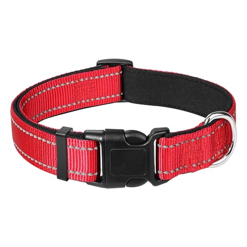 Verstellbare Haustierhalsbänder, Hundehalsband, Atmungsaktives Reflektierend Hundehalsband, für Kleine, Mittelgroße und Große Hunde Mit Schnalle, Robustes Basic-Hundehalsband von ZEACCT