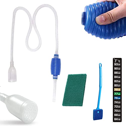 ZEACCT Aquarium Reiniger, Aquarium Wasserwechsel, Aquarium-Reinigung Sand Filter Fisch Tank Kiesfilter mit Thermometer, Glasreinigungsbürste, Schwamm von ZEACCT