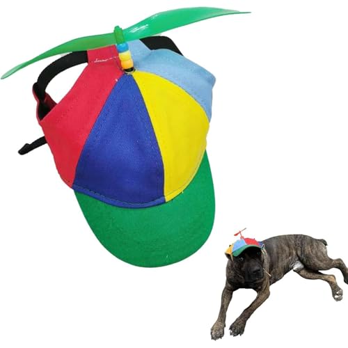 Dog Propeller Hat, Adjustable Rainbow Pet Cap with Helicopter Design for Cats & Dogs, Adorable Sunproof Breathable Dog Baseball Hat (Green, L) von ZEID