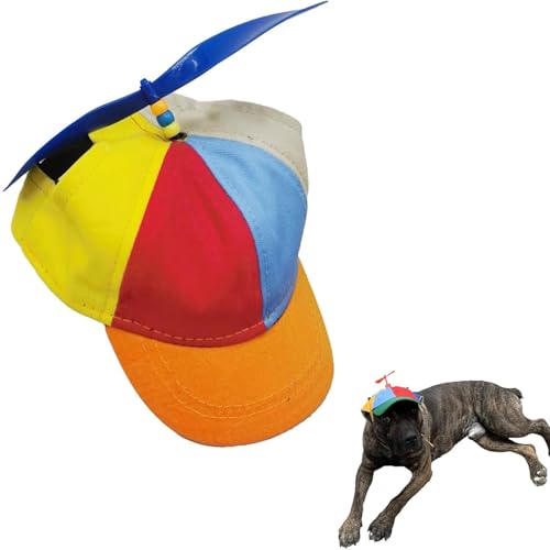 Dog Propeller Hat, Adjustable Rainbow Pet Cap with Helicopter Design for Cats & Dogs, Adorable Sunproof Breathable Dog Baseball Hat (Orange, S) von ZEID