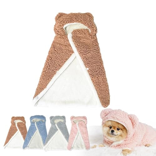Pet Cape Blanket, Dog Cape Blanket, Dog Robes with Hood, Dog Cape Blanket for Small Dogs, Dog Warm Sleeping Blanket, Dogs Cold Weather Coat Wraps with Hood for Small Medium Dogs Cats, Brown-M von ZEID