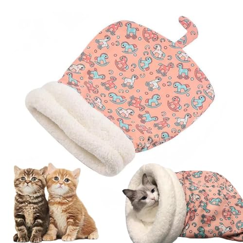 Petsboro Purrnest Sleeping Bag - Cat Sleeping Bag for Indoor Cats, Sherum Purrnest Sleeping Bag, Soft Fluffy Washable Calming Cat Winter Sleeping Bags for Cats Up to 6kg, Pink von ZEID