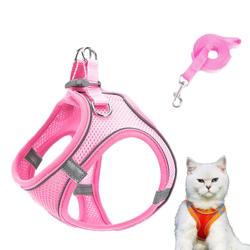 Stimulicat Cat Harness, Harness Adjustable Soft Mesh, Vest with Reflective Safety Strips, Escape Proof, Easy to Wear Cats, No Choke No Pull (Pink, XXXS) von ZEID