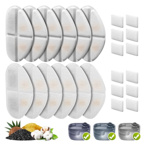 12 Stück Filter und Pumpenschwämme für 7 l Hunde-Wassernapfspender (FN-W05), ZEKIRY Katzen-Wasserbrunnenfilter, 4-lagige Filtration, Haustierbrunnenfilter, Ersatz von ZEKIRY