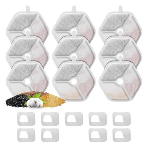 9 Packungen Ersatzfilter und Schwämme für 4,5 l kabellose Katzenwasserbrunnen, ZEKIRY Katzenwasserbrunnenfilter, 5-lagiges Filtersystem Haustierbrunnenfilter 9 Packungen Ersatzfilter und Schwämme für 4,5 l kabellose Katzenwasserbrunnen, ZEKIRY Katzenwasserbrunnenfilter, 5-lagiges Filtersystem Haustierbrunnenfilter von ZEKIRY