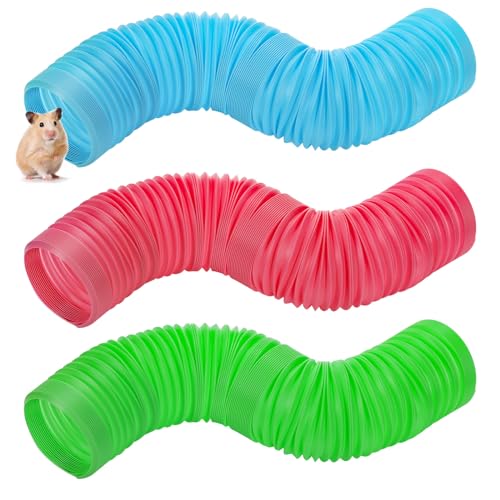 ZENFUN 3 Packungen Pet Fun Tunnel, Kleintiertunnel, zusammenklappbarer Kunststoff-Hamster-Tunnel, Tube Pet Hideaway, Pet Mouse Training Hideout Tunnel für Meerschweinchen, Chinchillas, Ratten, von ZENFUN