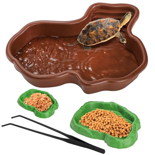 ZENFUN 4-teiliges Schildkröten-Wassernapf-Set mit Rampe, Schildkrötenbadbad, Reptilien-Wasserschale, große Einweichschale, Lebensraumzubehör ZENFUN 4-teiliges Schildkröten-Wassernapf-Set mit Rampe, Schildkrötenbadbad, Reptilien-Wasserschale, große Einweichschale, Lebensraumzubehör von ZENFUN