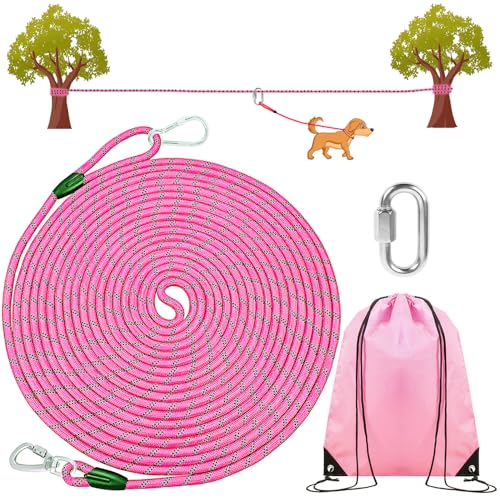 ZENGSUSU Multifunktionales Hundeleinenkabel für Camping und Hinterhof, reflektierendes Lauf-Trolley-System für Hunde bis zu 136 kg, lange Leine mit Griff und abnehmbarem Verbindungsring, 18,3 m ZENGSUSU Multifunktionales Hundeleinenkabel für Camping und Hinterhof, reflektierendes Lauf-Trolley-System für Hunde bis zu 136 kg, lange Leine mit Griff und abnehmbarem Verbindungsring, 18,3 m von ZENGSUSU