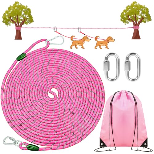 ZENGSUSU Multifunktionales Hundeleinenkabel für zwei Hunde, reflektierendes Lauf-Trolley-System für Hunde bis zu 136 kg, lange Leine mit Griff und abnehmbarem Verbindungsring, 18,3 m ZENGSUSU Multifunktionales Hundeleinenkabel für zwei Hunde, reflektierendes Lauf-Trolley-System für Hunde bis zu 136 kg, lange Leine mit Griff und abnehmbarem Verbindungsring, 18,3 m von ZENGSUSU