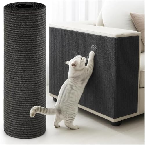 Kratzmatte für Katzen, selbstklebend, 199,9 x 40,1 cm, Kratzmatte, Möbelschutz, DIY, Klettern, Katzenkratzer und Kratzbaum-Regale für Möbel, Sofa, Wand, Couch, Tür, Ecke (dunkelgrau) von ZENHUNG